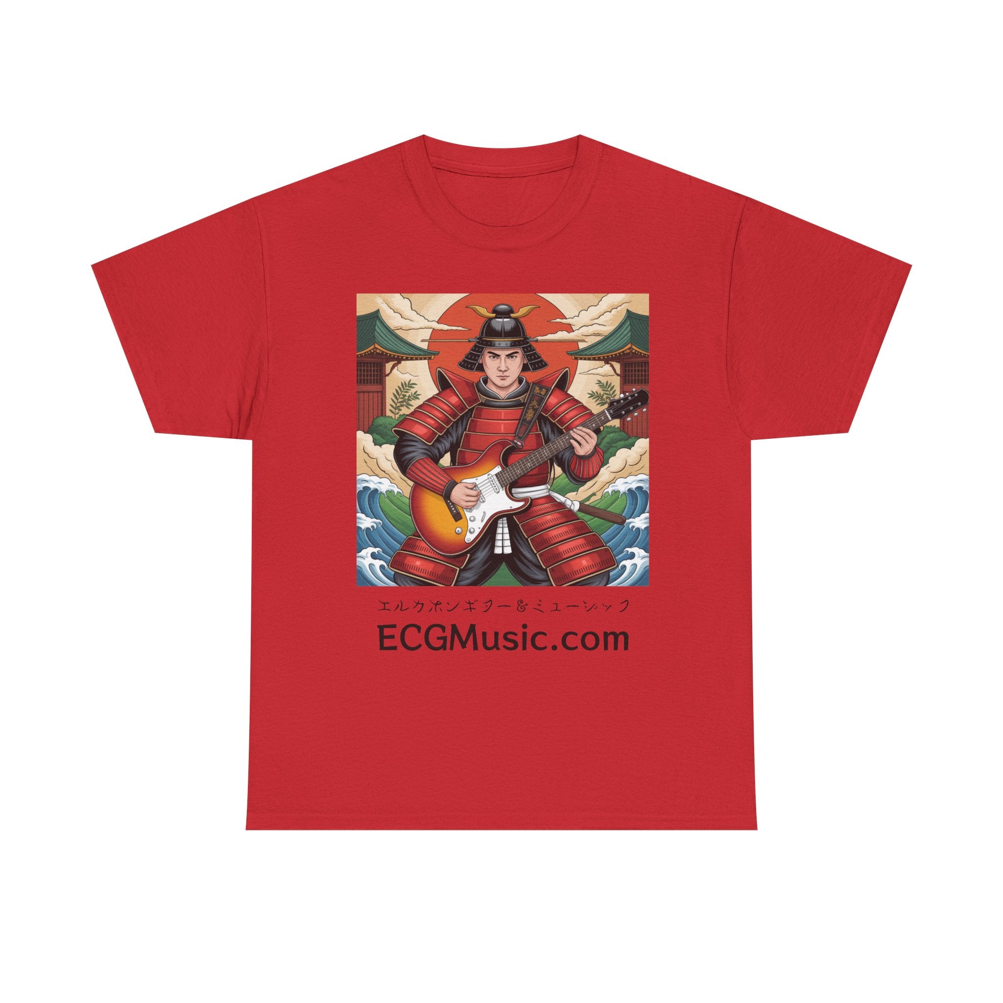 Rockin' Samurai Tee | Unisex Heavy Cotton Shirt, Guitar Lover Gift, Music Enthusiast Apparel, Unique Artwork Tee, Casual Wear
