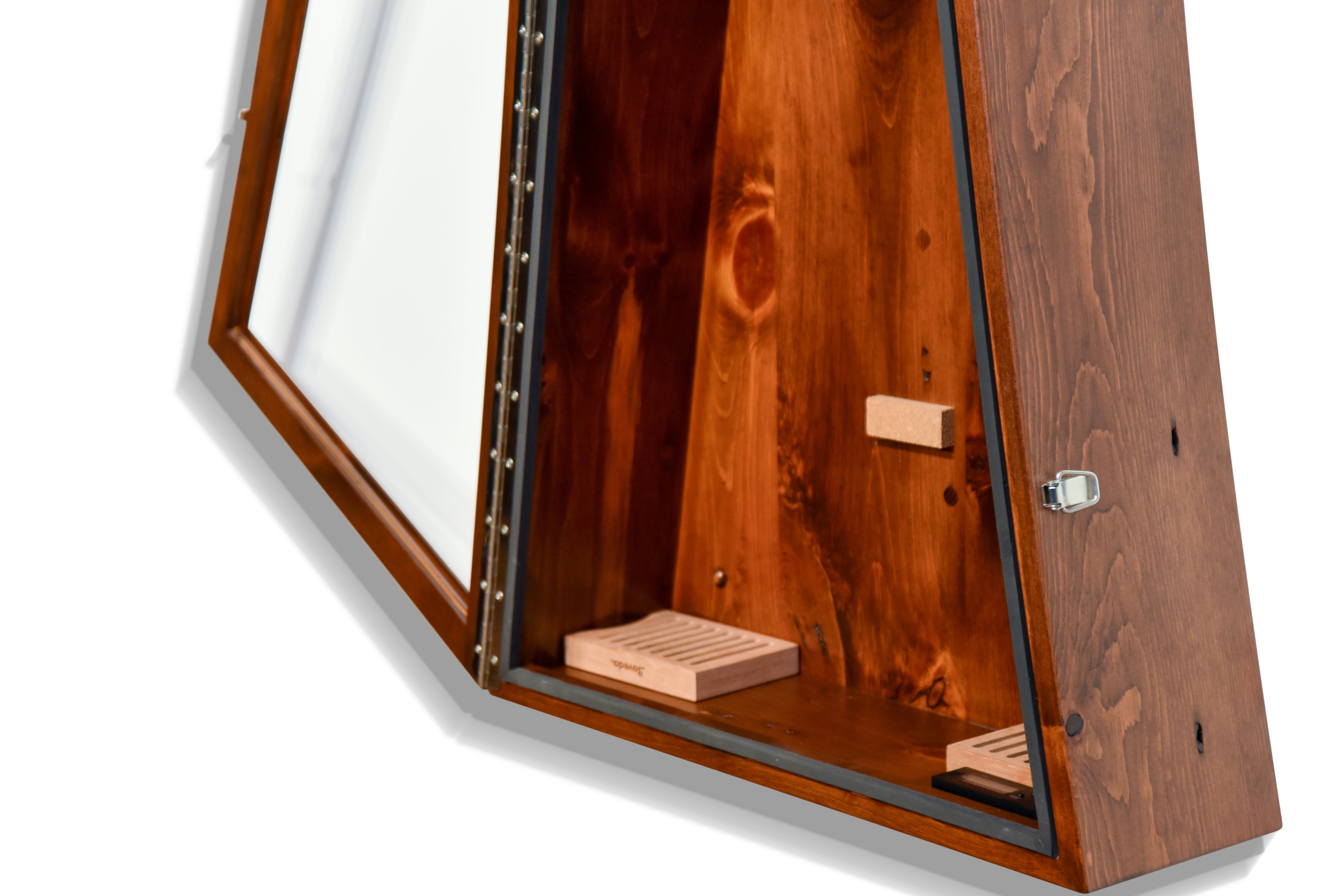 ClimaCase Triangle Humidor - 300 Year Old Reclaimed Wood with Boston Stain