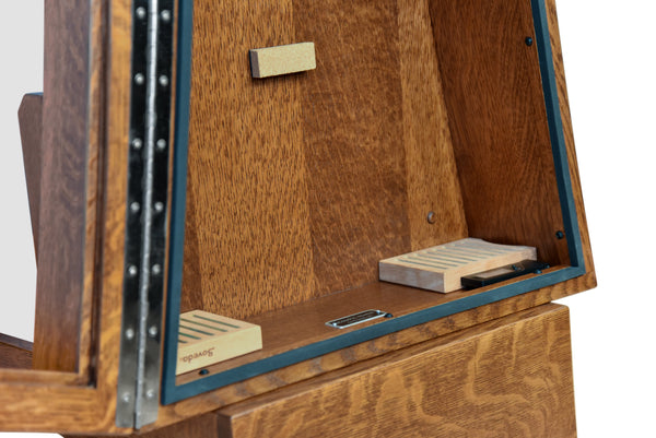 ClimaStand Triangle Humidor with Base - Quartersawn White Oak with Boston Stain