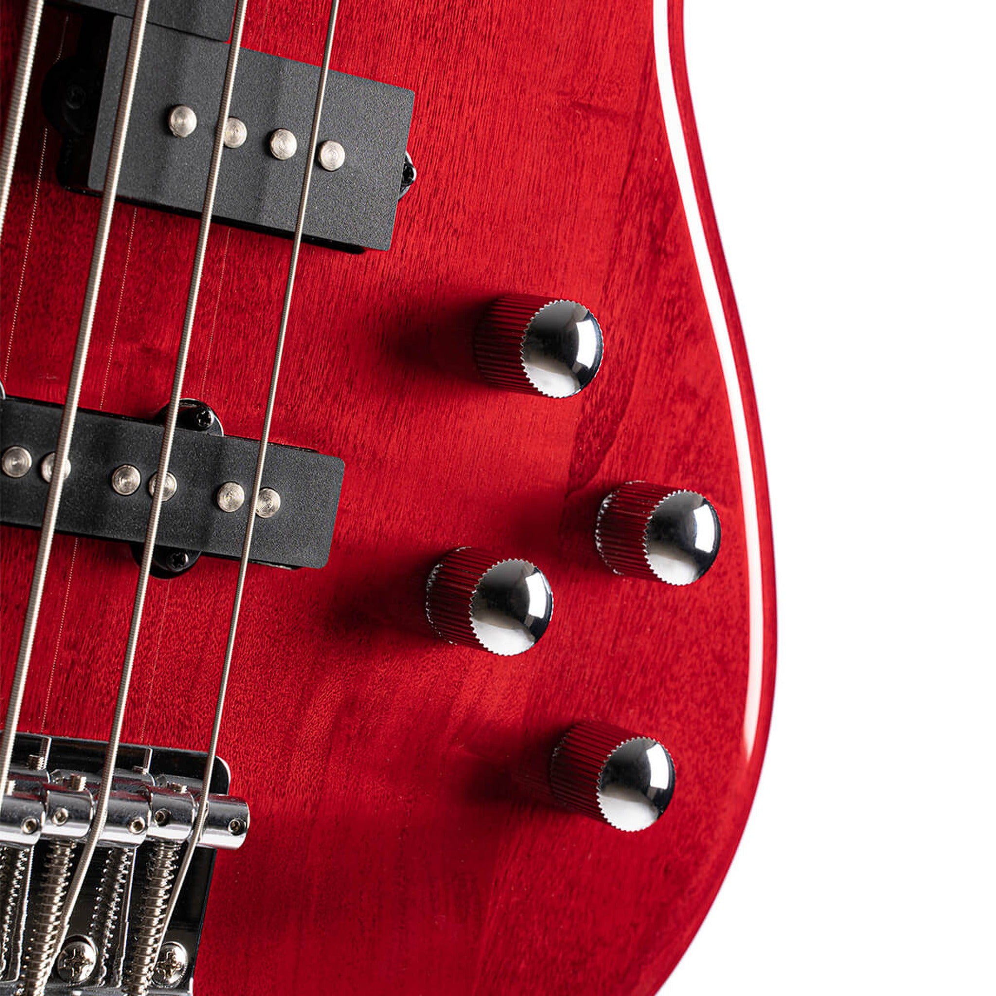 Cort Action Bass Plus 4-string active bass in Trans Red, photo 6