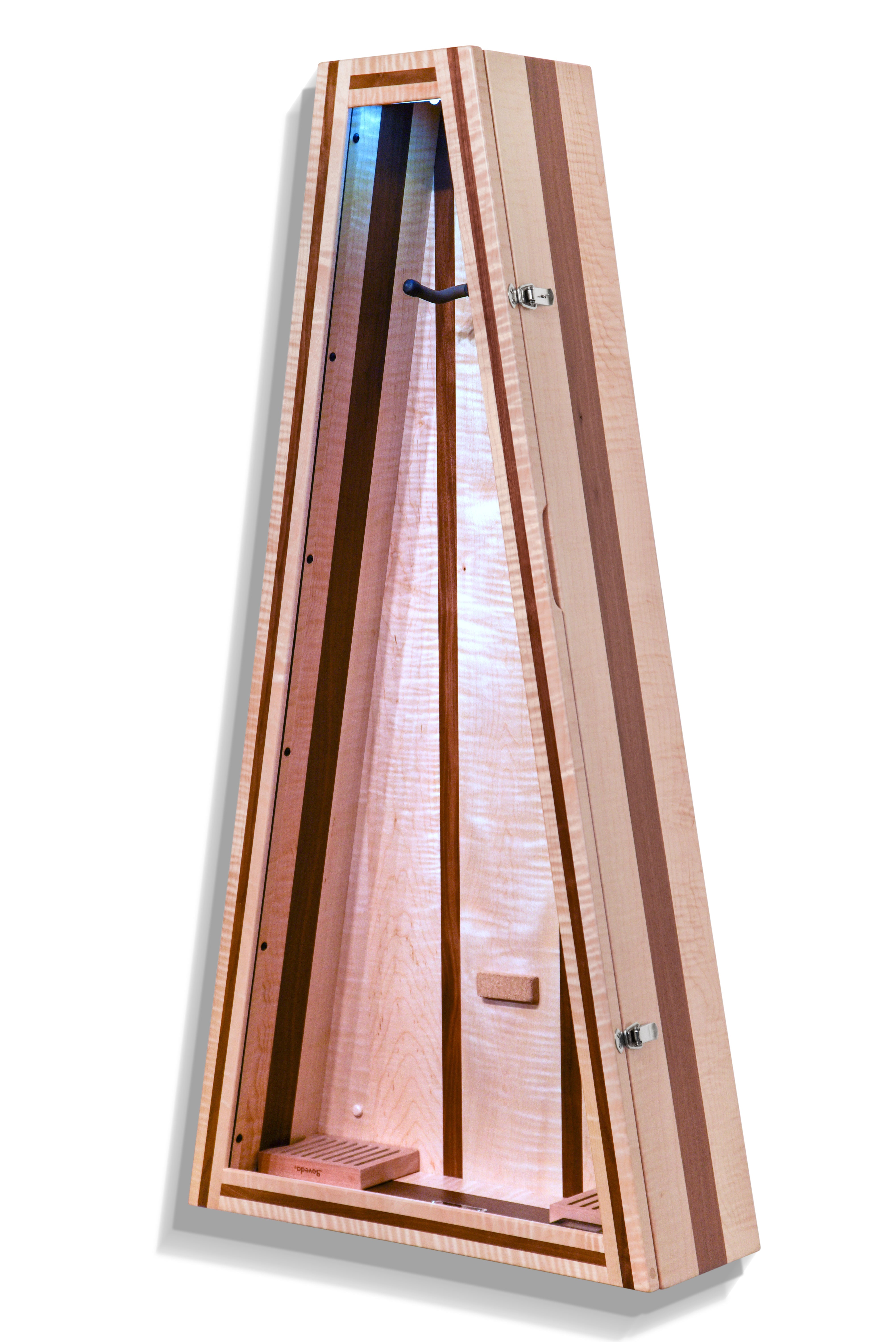 ClimaCase Triangle Humidor - Flamed Maple with Walnut