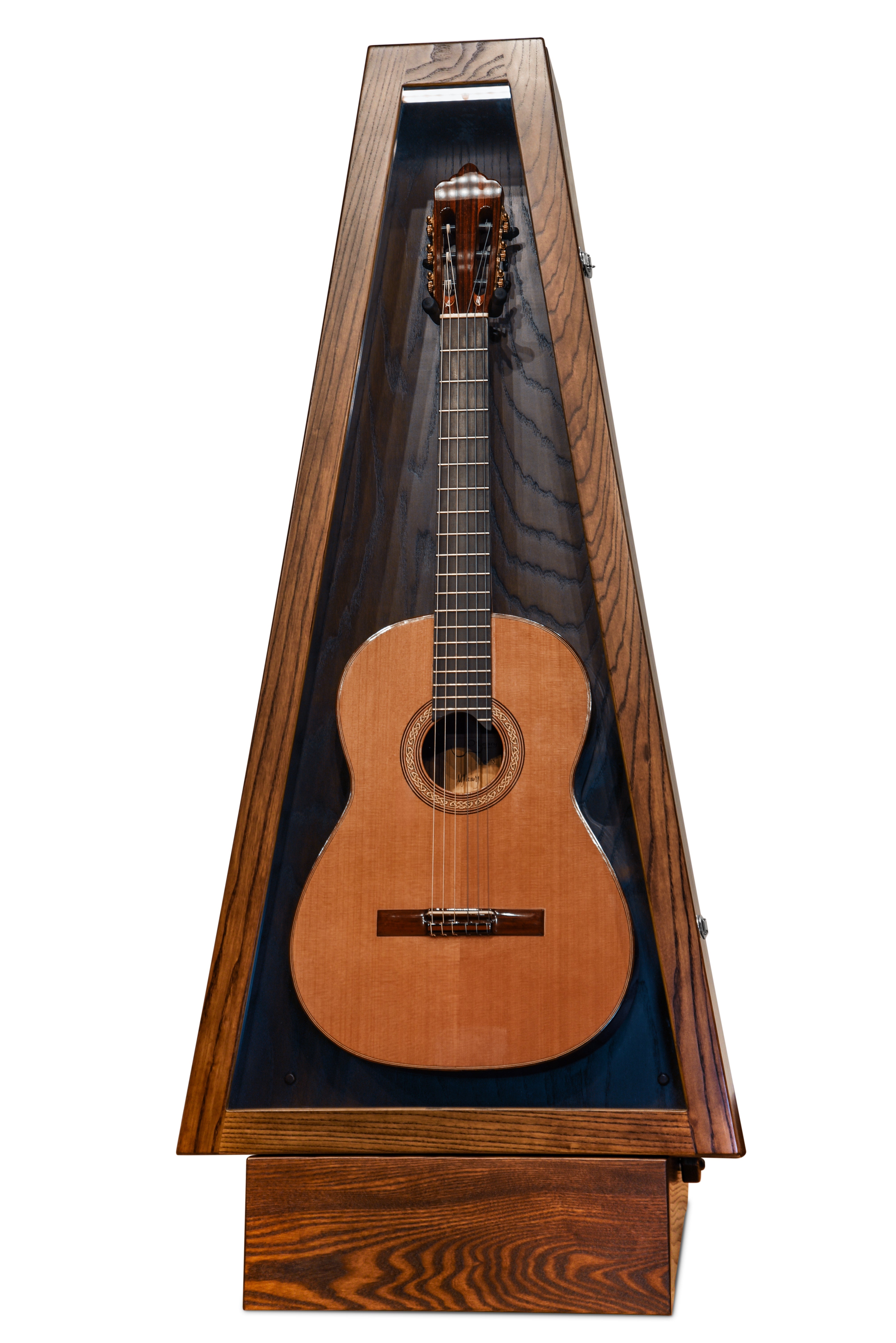 ClimaStand Triangle Humidor with Base - Northern White Ash with Rich Tobacco Stain