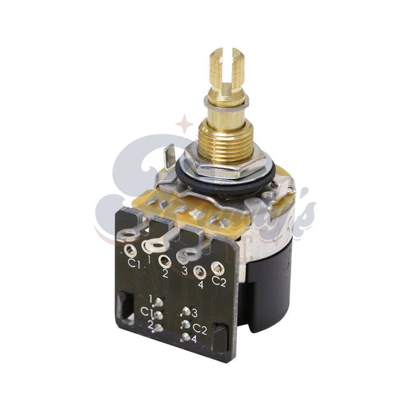 CTS 250KΩ Push-Pull DPDT Potentiometer ⅜" Bushing (Fine Split Shaft) - Fits Gibson®