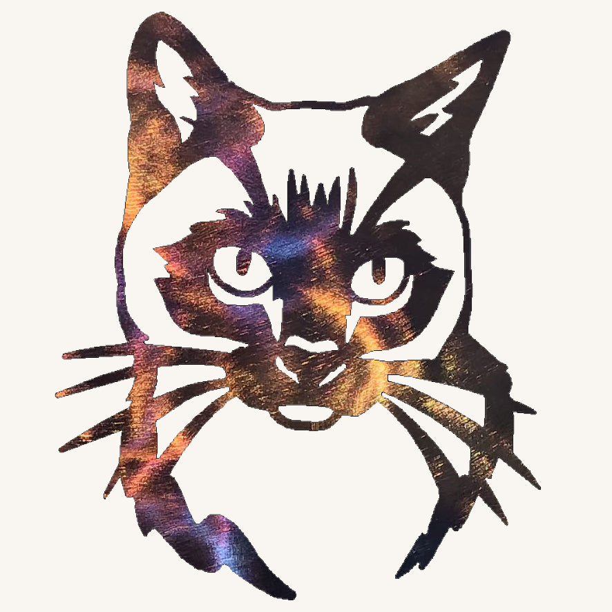 Cat Face Metal Art Sculpture