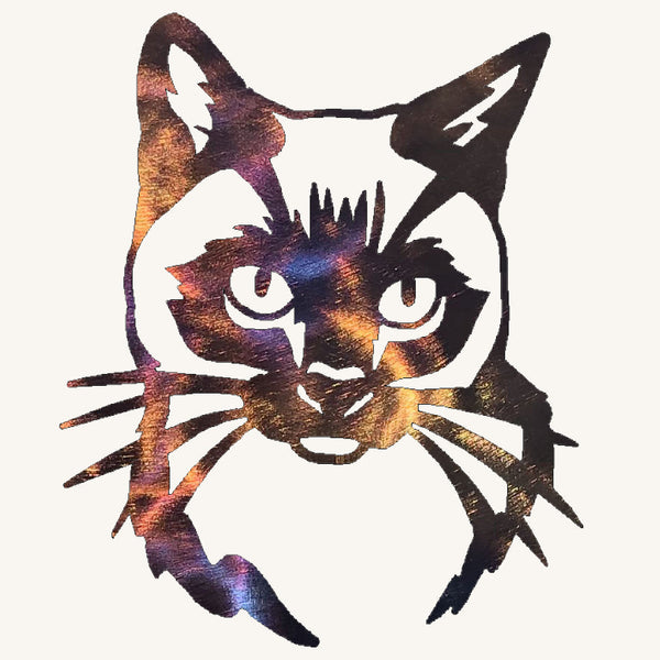 Cat Face Metal Art Sculpture