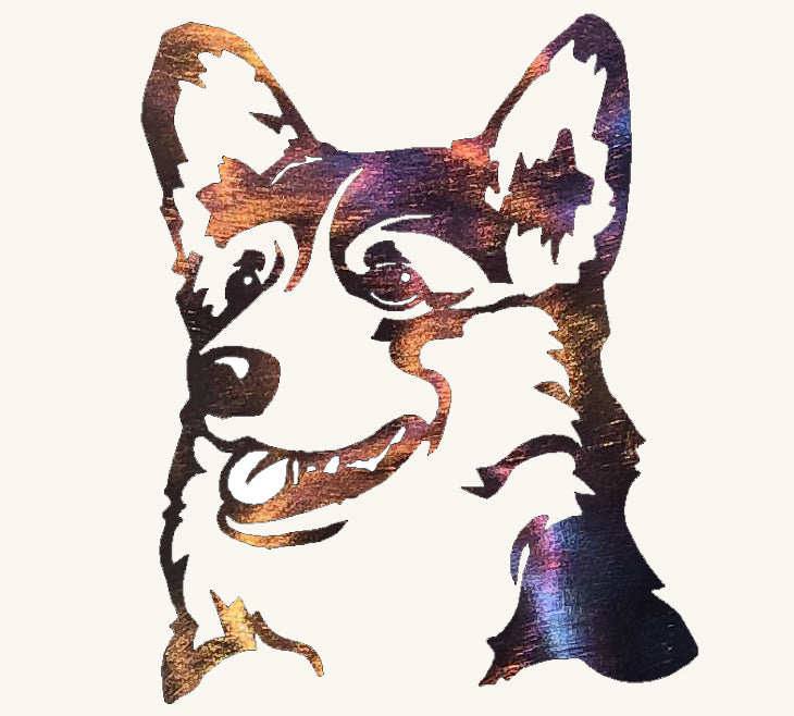 Corgi Metal Art Sculpture