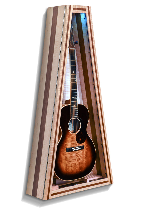 ClimaCase Triangle Humidor - Flamed Maple with Walnut