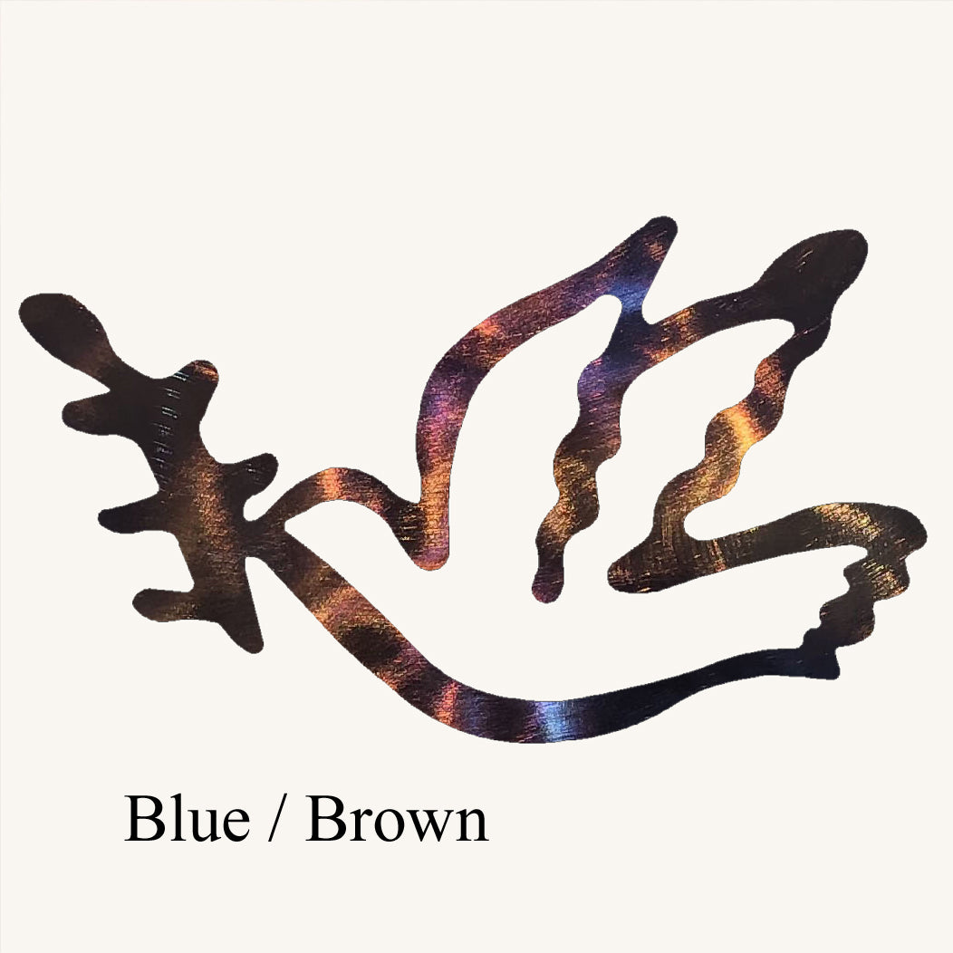 Dove of Peace and Olive Branch Metal Art Sculpture