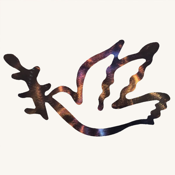 Dove of Peace and Olive Branch Metal Art Sculpture