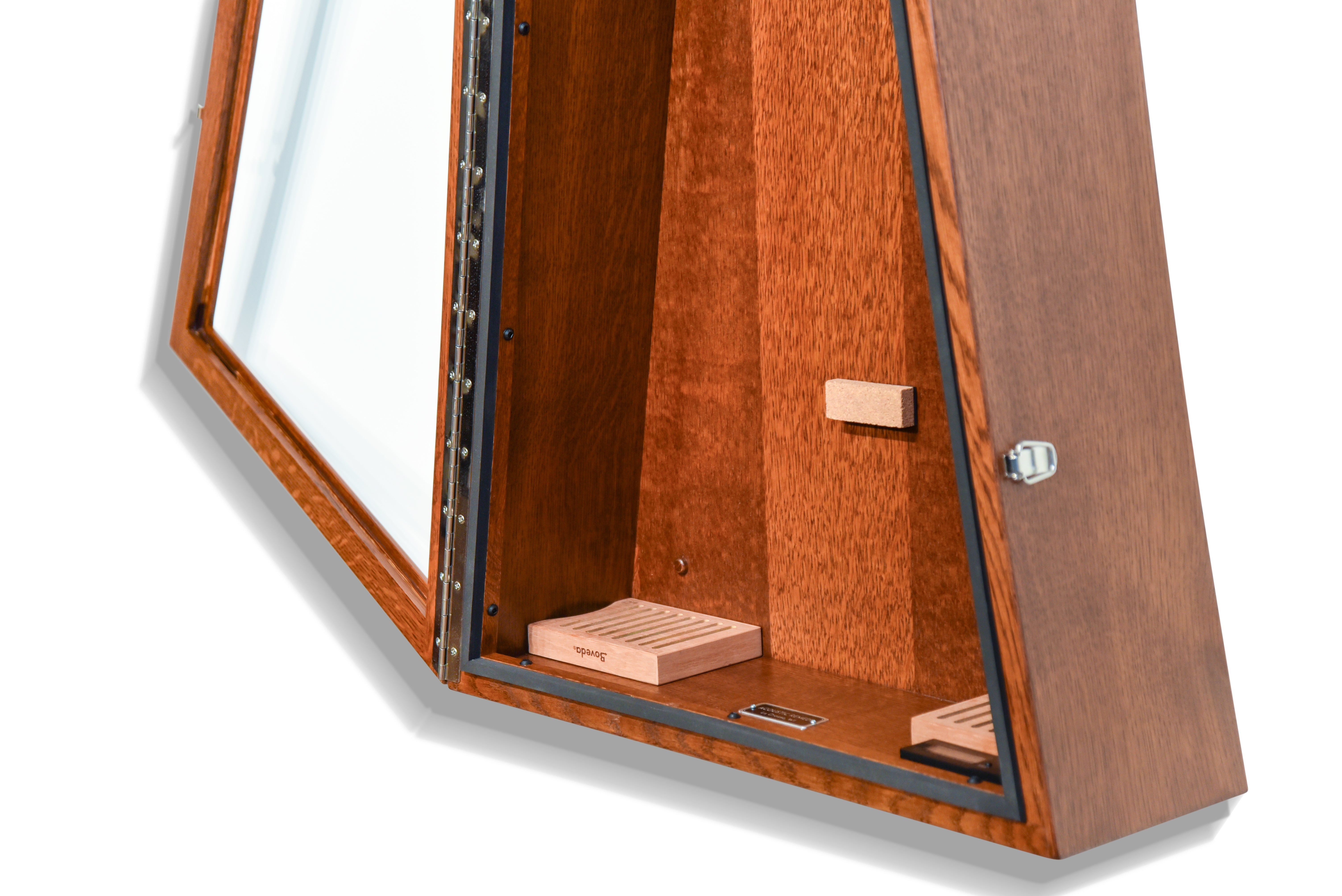 ClimaCase Triangle Humidor - Quartersawn White Oak with Boston Stain