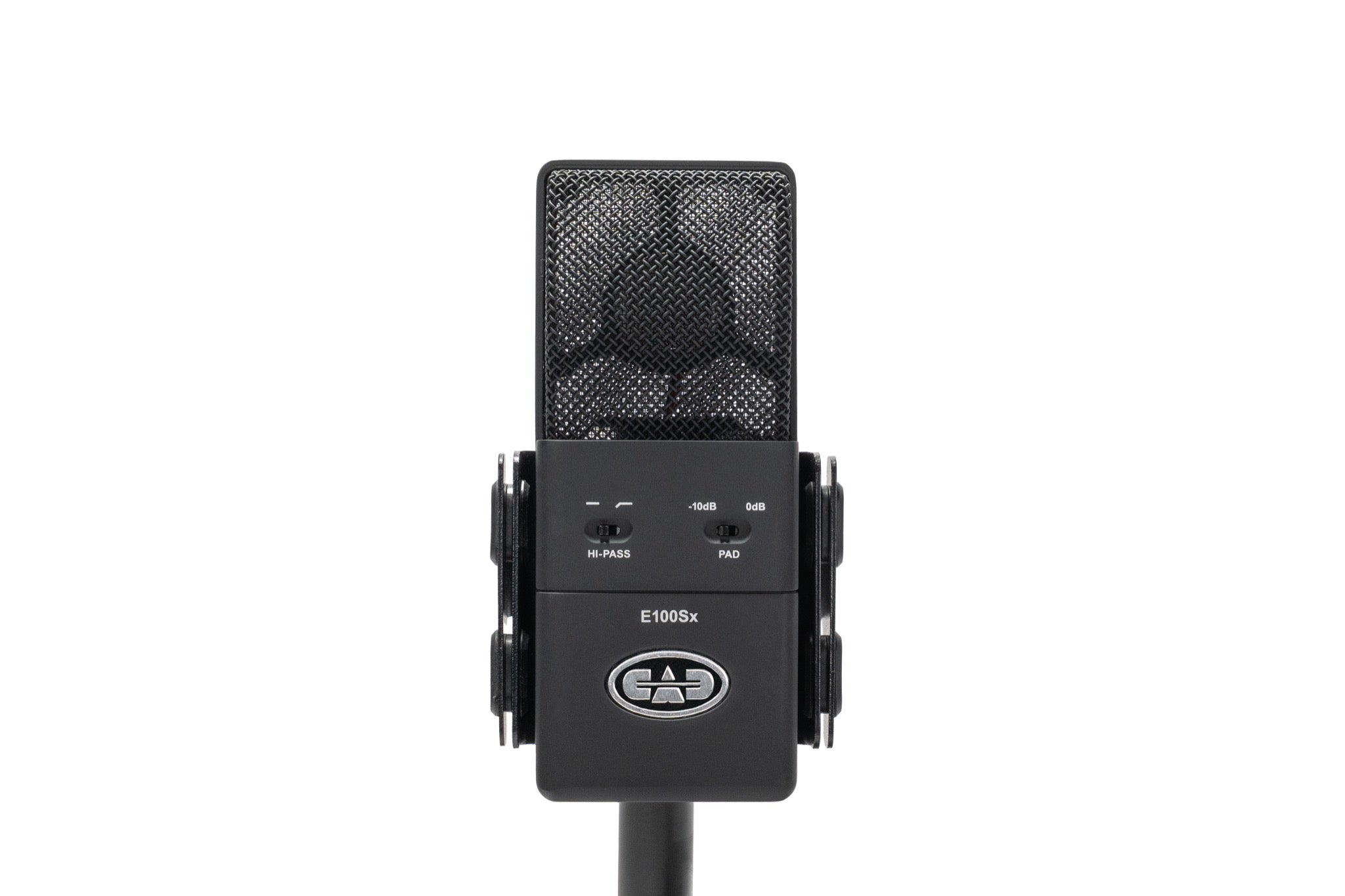 CAD Audio E100Sx Large Diaphragm Supercardioid Condenser Microphone - on stand, front