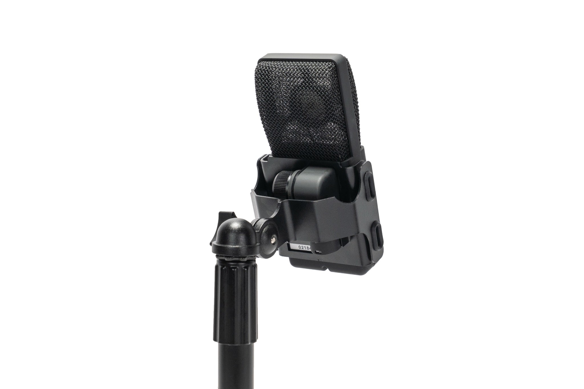 CAD Audio E100Sx Large Diaphragm Supercardioid Condenser Microphone - on stand, right angle back