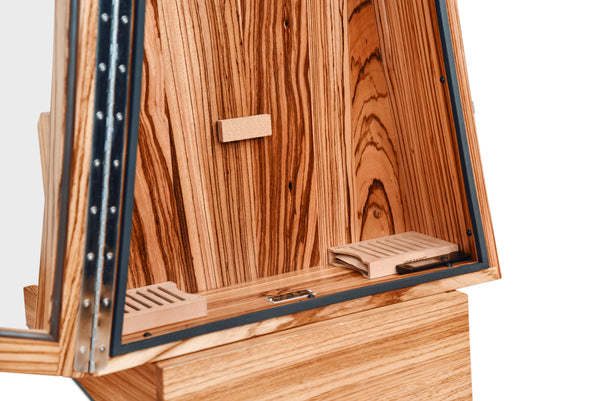 ClimaStand Triangle Humidor with Base - Zebrawood