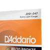 D'Addario EJ10 80/20 Bronze Acoustic Guitar Strings Extra Light (10-47)
