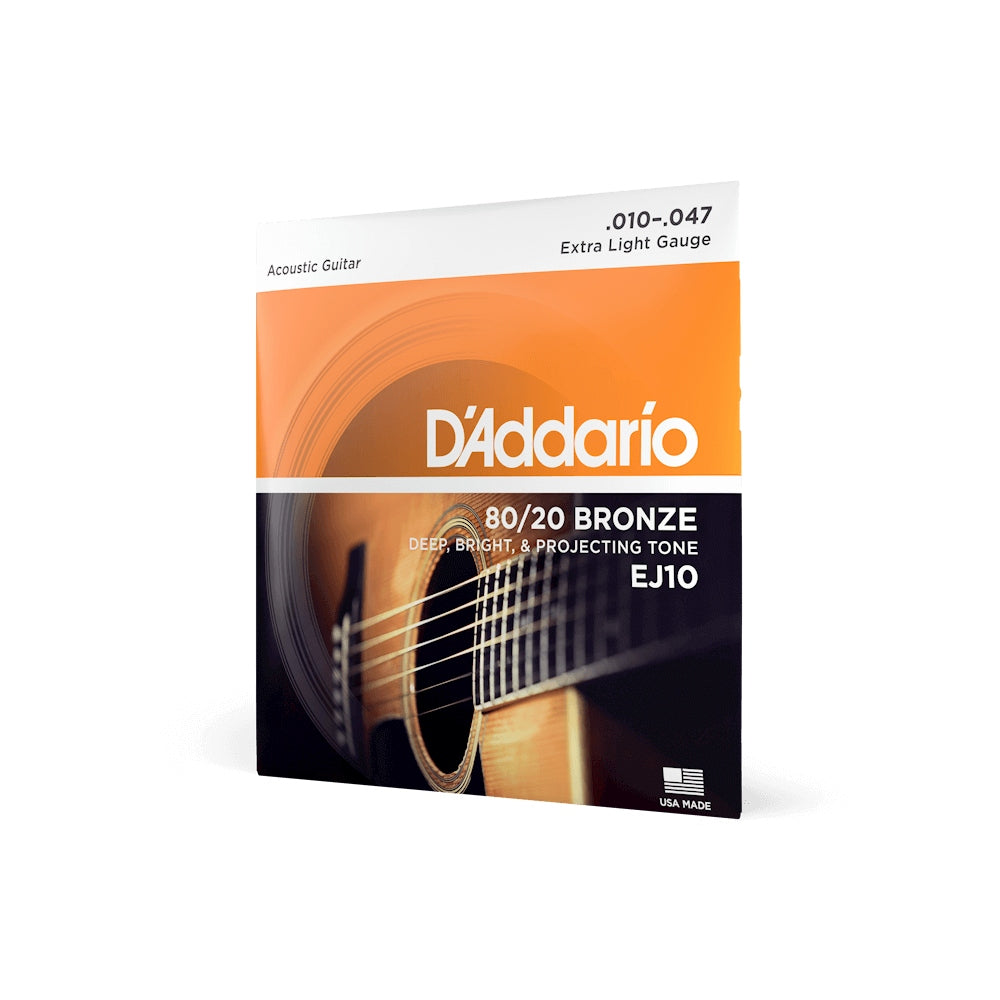 D'Addario EJ10 80/20 Bronze Acoustic Guitar Strings Extra Light (10-47)