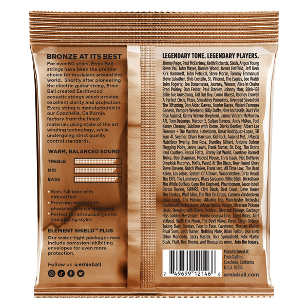 Ernie Ball Acoustic Guitar Strings MEDIUM LIGHT EARTHWOOD PHOSPHOR BRONZE 12-54 GAUGE P02146