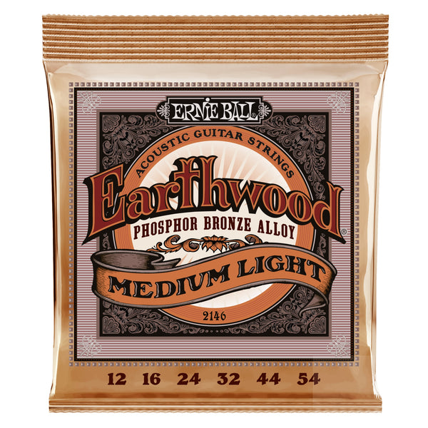 Ernie Ball Acoustic Guitar Strings MEDIUM LIGHT EARTHWOOD PHOSPHOR BRONZE 12-54 GAUGE P02146
