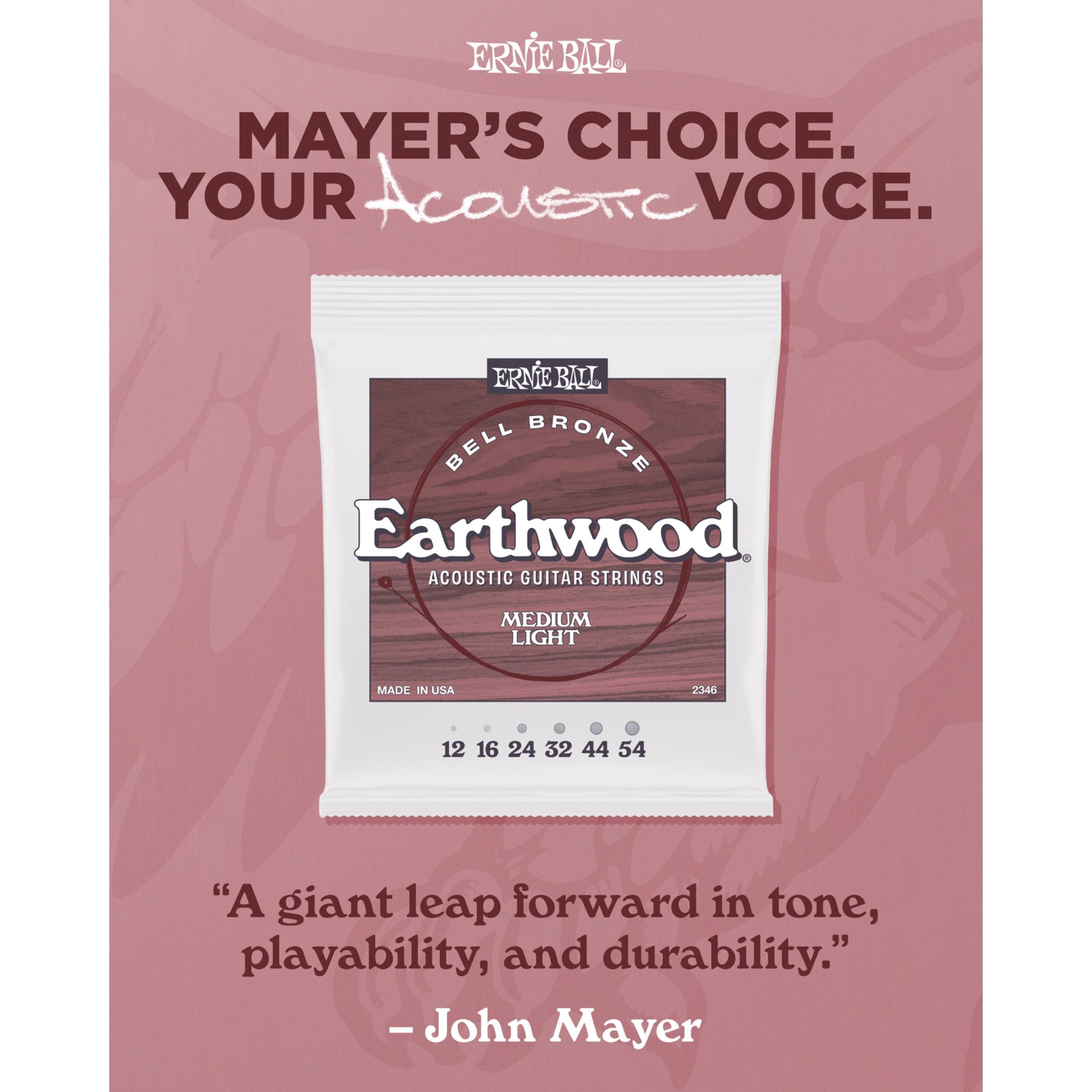 Ernie Ball Earthwood Medium Light Bell Bronze Acoustic Strings .12-.54