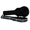 Black guitar case on a white background