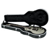 Guitar case with a guitar inside on a white background