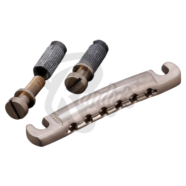 GE101A Relic Aged Nickel Stop Bar Tailpiece w/ Studs - Fits Gibson® & Epiphone®