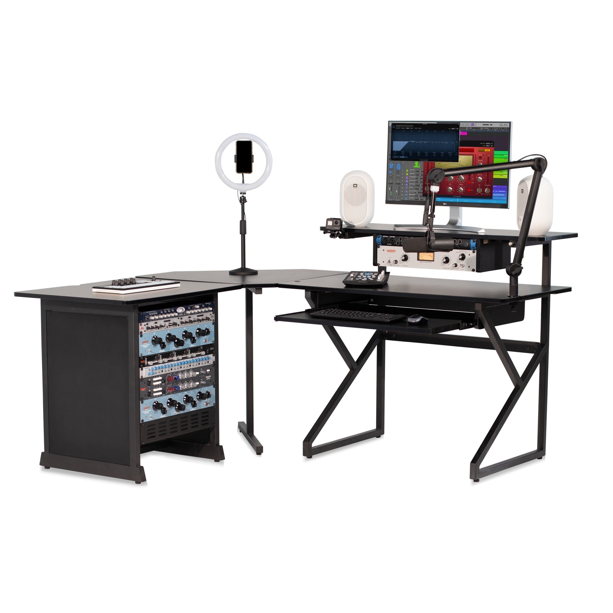 Gator Frameworks Content Creator Furniture Series Complete Desk Set – Black Finish