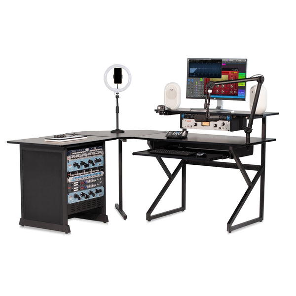 Gator Frameworks Content Creator Furniture Series Complete Desk Set – Black Finish