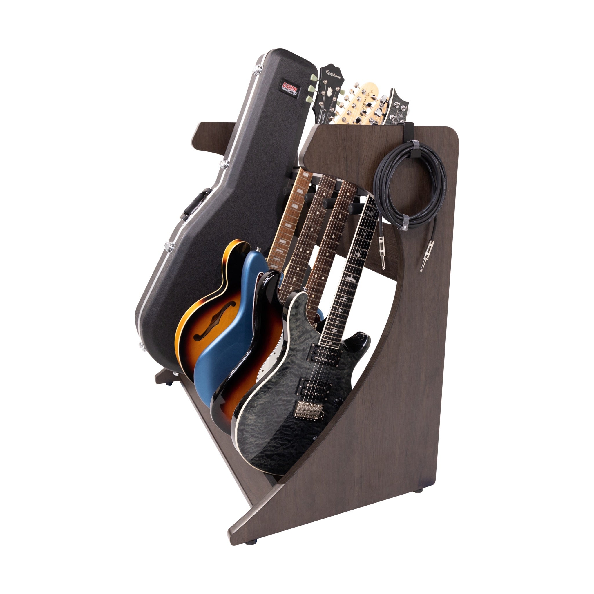 Gator Frameworks Elite Five Electric/Acoustic Guitar Rack – Walnut Brown Finish