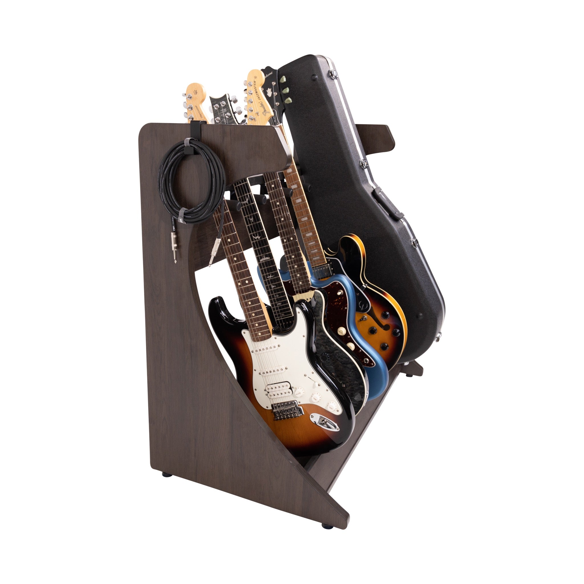 Gator Frameworks Elite Five Electric/Acoustic Guitar Rack – Walnut Brown Finish