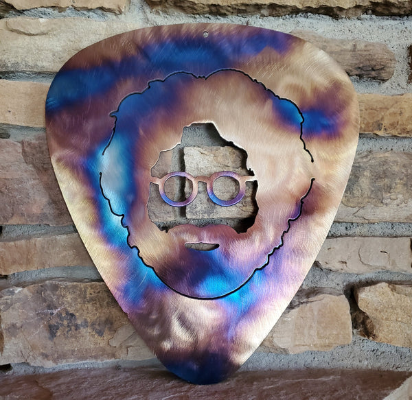 Grateful Dead with Jerry Garcia Face Guitar Pick Metal Art