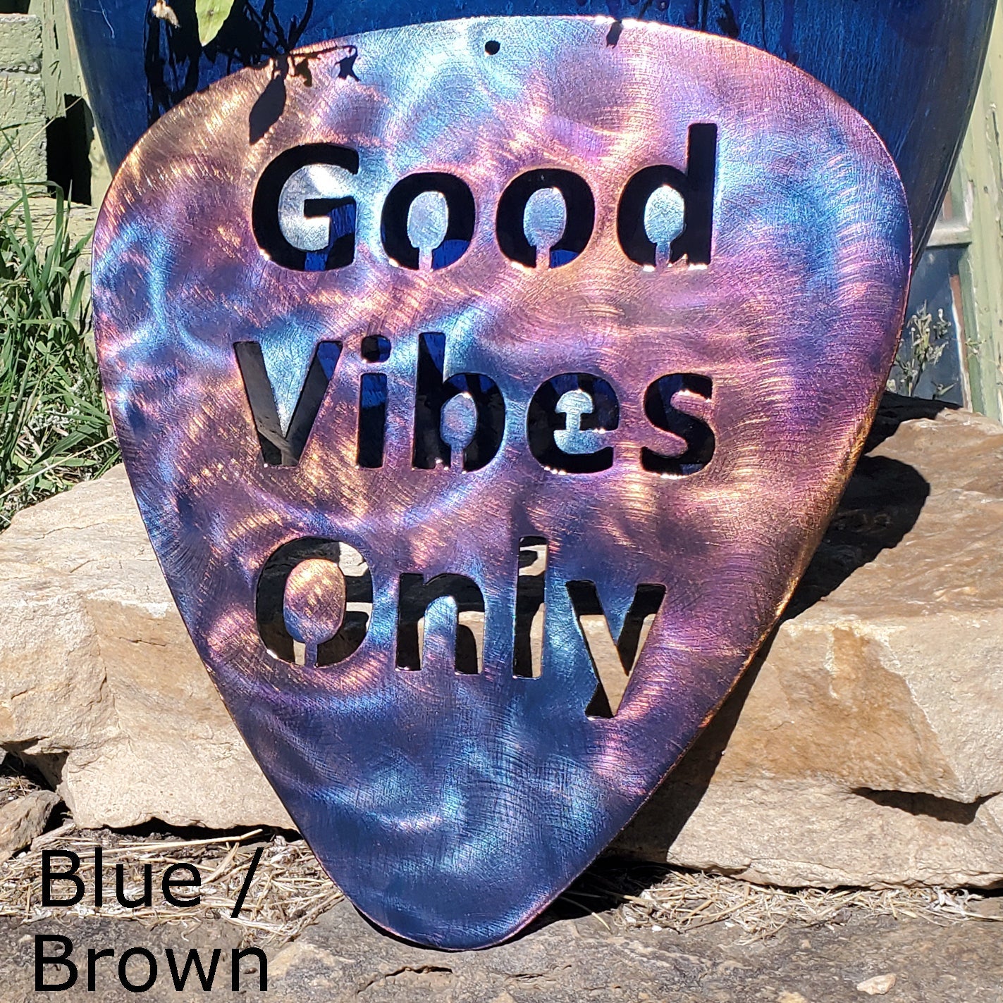 Good Vibes Only Guitar Pick Metal Art