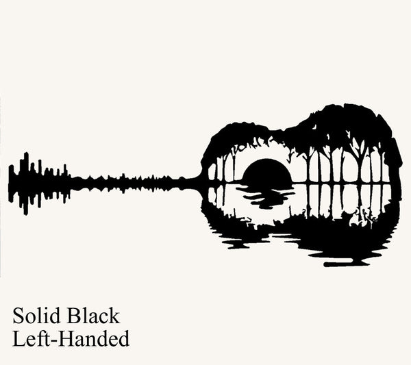 Guitar Sunset with Trees Metal Art