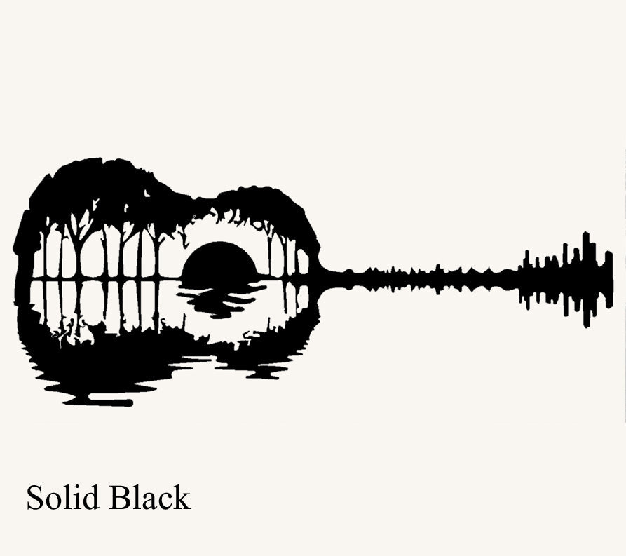 Guitar Sunset with Trees Metal Art