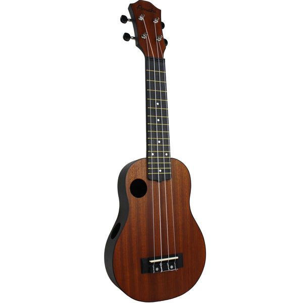 Amahi HCLF220 Soprano Ukulele with Mahogany Top and Black ABS Body - Gig Bag Included