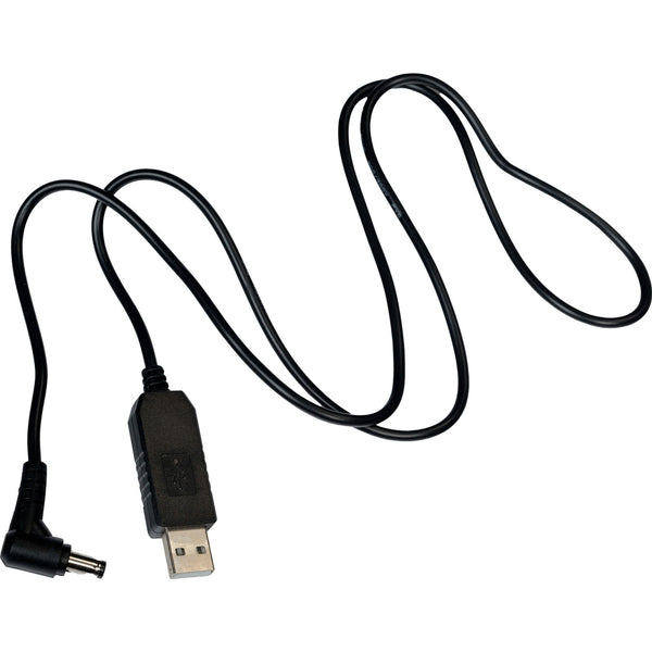 Black USB cable with a plug on a white background