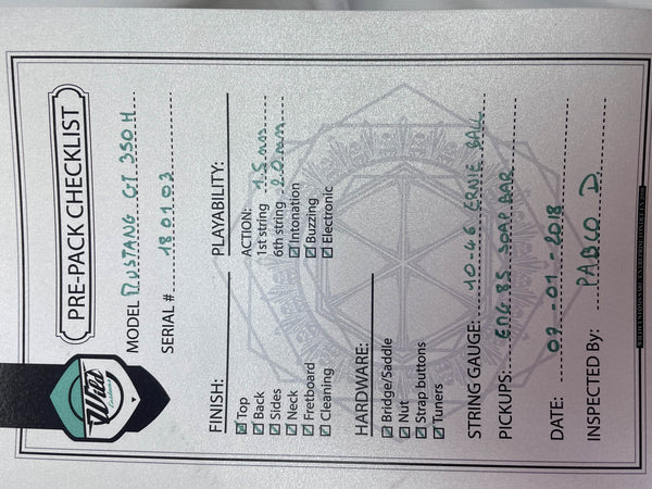 Wild Custom Guitars 1966 FORD MUSTANG GT350H