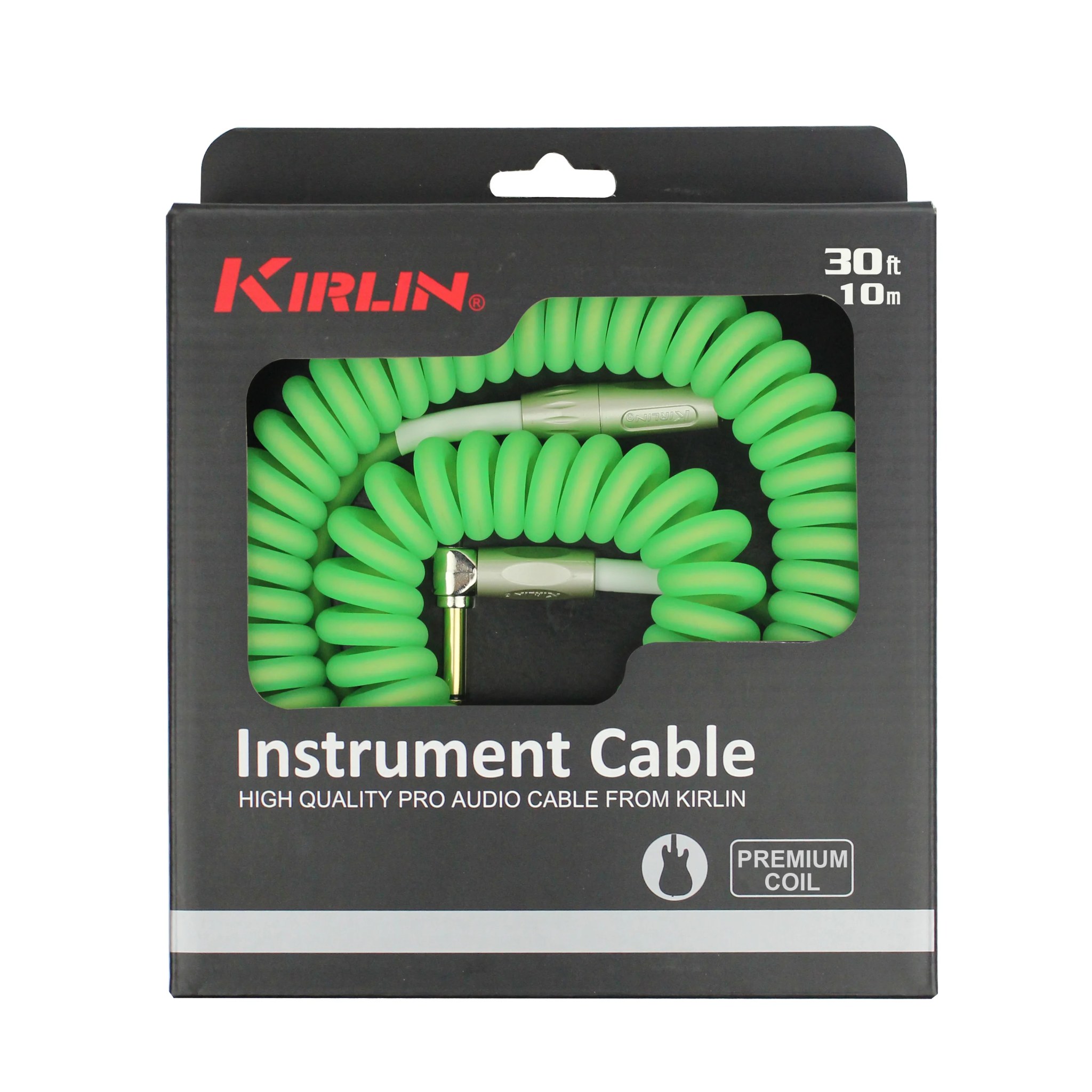 Kirlin IMK-202 30' Premium Coil Instrument Cable – Foliage Green
