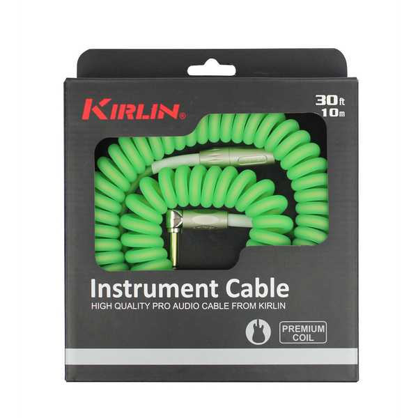 Kirlin IMK-202 30' Premium Coil Instrument Cable – Foliage Green