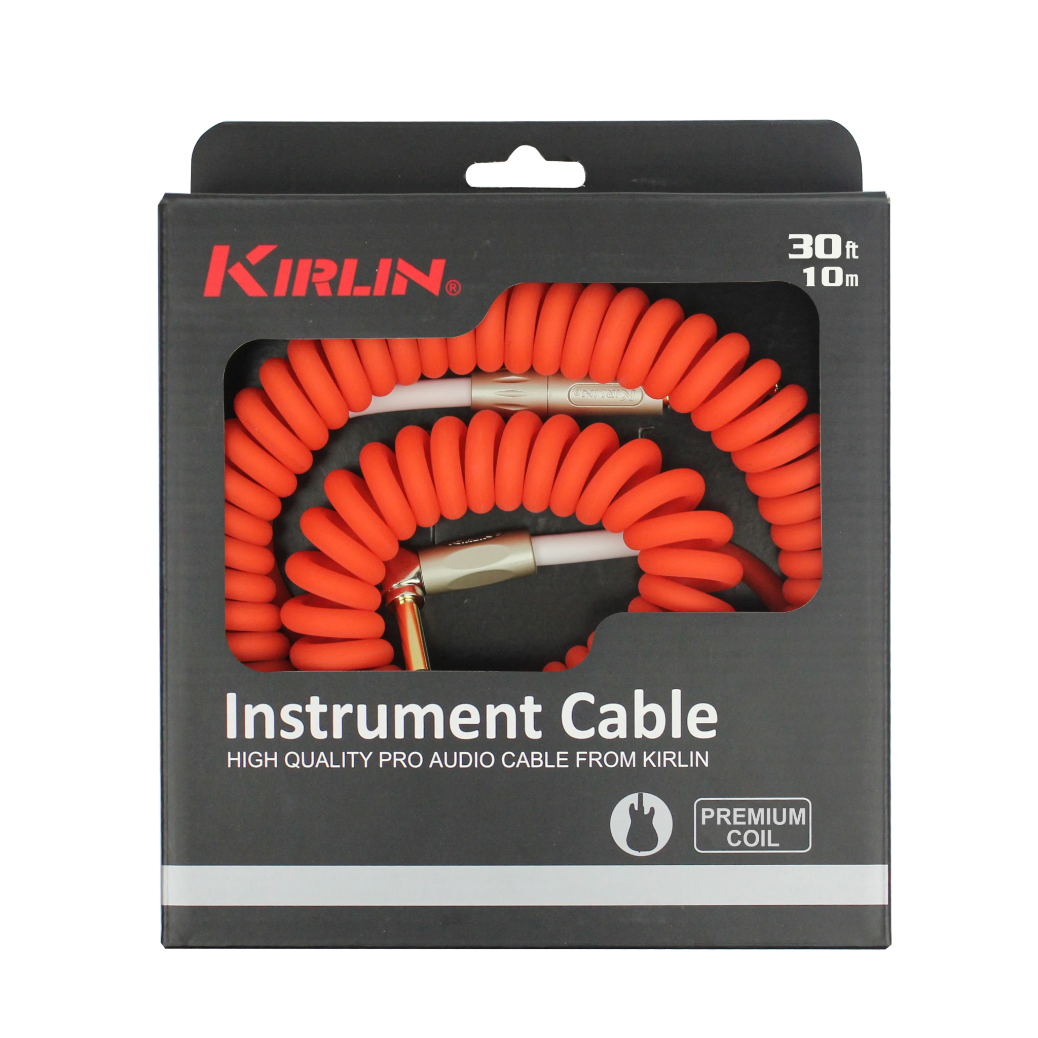 Kirlin IMK-202 30' Premium Coil Instrument Cable – Sunset Red