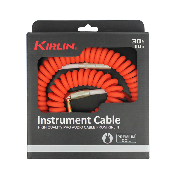 Kirlin IMK-202 30' Premium Coil Instrument Cable – Sunset Red