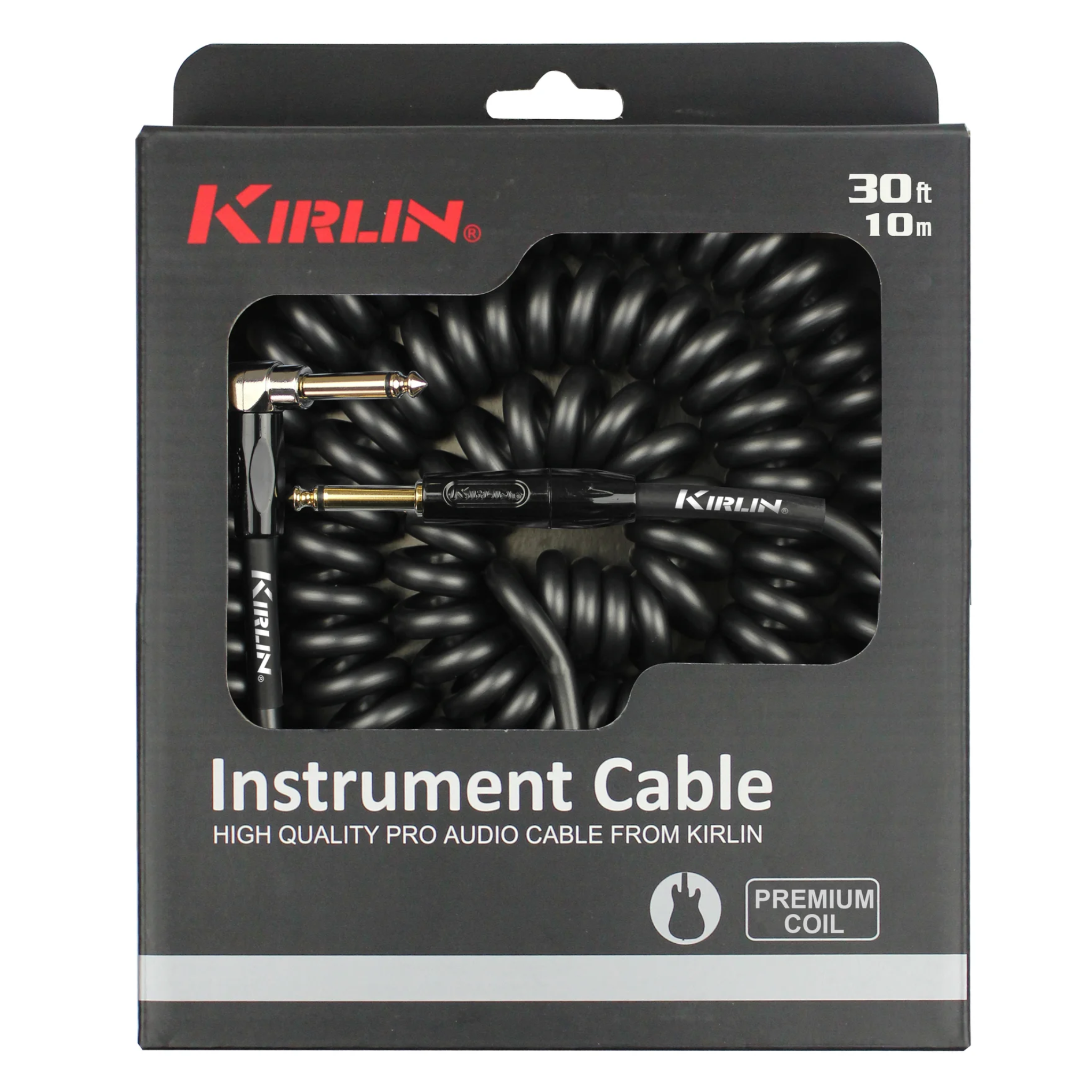 Kirlin IPK-222 30' Premium Coil Instrument Cable – Metallic Black
