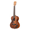 A Kala Unity Mahogany Tenor Ukulele w/ Bag - KA-UNITY-T_W/BAG with a warm brown finish, featuring black floral and scrollwork hand-painted designs on the front, a dark fretboard, and white tuning keys on the headstock. The brand name 'AKIA' is clearly visible at the top of the headstock.