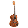 A Kala Unity Mahogany Tenor Ukulele w/ Bag - KA-UNITY-T_W/BAG with a warm brown finish, featuring black floral inlay designs on the lower bout and a dark fretboard, shown against a plain white background.