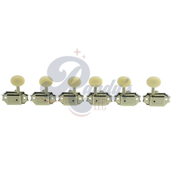 Kluson Tuners (Deluxe Series) w/ Oval Buttons (L3+R3) Single-Line - Fits Gibson® CLOSEOUT