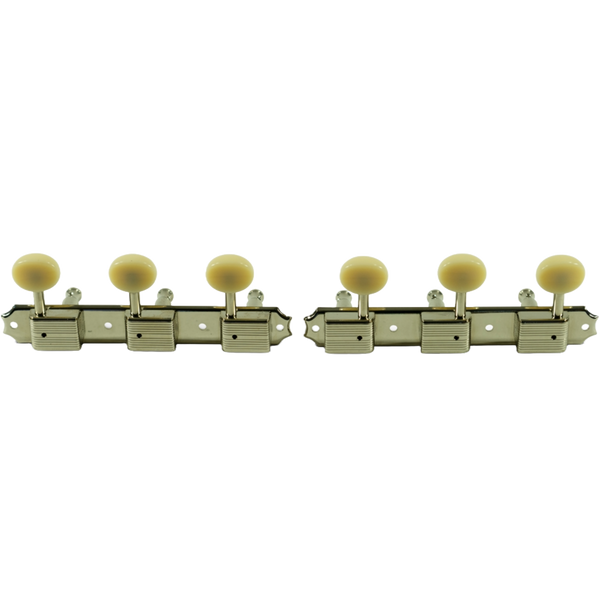 Kluson Tuners (Deluxe Series) w/ Oval Buttons (3-On-Plate) No-Line - Fits Gibson®