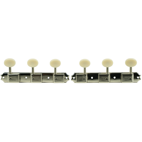 Kluson Tuners (Deluxe Series) w/ Oval Buttons (3-On-Plate) Single-Line - Fits Gibson®