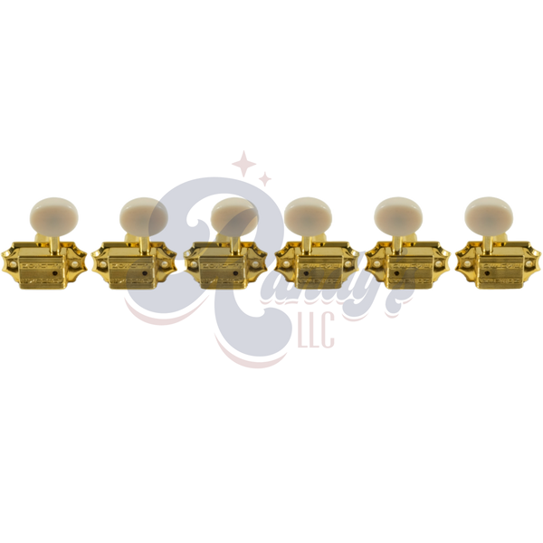Kluson Tuners (Deluxe Series) w/ Oval Buttons (L3+R3) Single-Line - Fits Gibson® CLOSEOUT