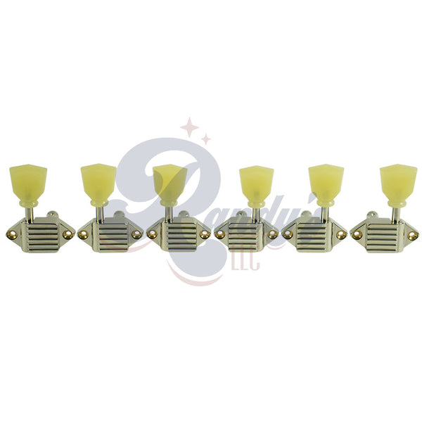 Kluson Tuners (Vintage Diecast Series) Waffleback "Radiator" w/ Keystone "Tulip" Buttons (L3+R3) - Fits Gibson®