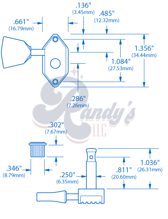 Kluson Tuners (Vintage Diecast Series) Waffleback "Radiator" w/ Keystone "Tulip" Buttons (L3+R3) - Fits Gibson®