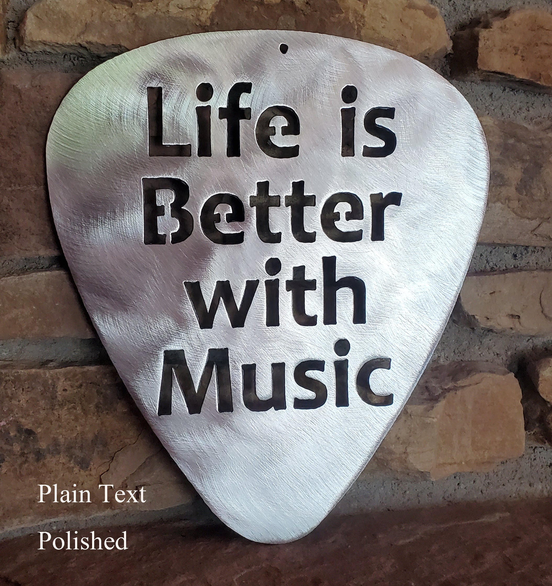 Life is Better with Music Guitar Pick Metal Art